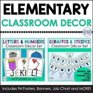 Classroom Decor Boho Stripes Alphabet Numbers Job Chart Calendar Schedule