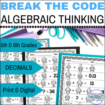 Crack the Code Algebraic Thinking DECIMAL Logic Puzzles Back to School Fall 1 Crack the Code Algebraic Thinking DECIMAL Logic Puzzles Back to School Fall