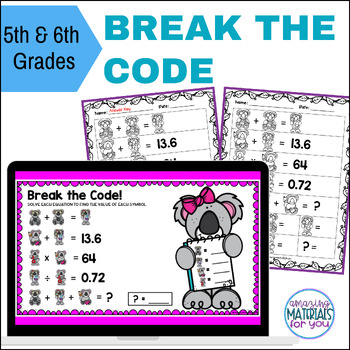 Crack the Code Algebraic Thinking DECIMAL Logic Puzzles Back to School Fall 3 Crack the Code Algebraic Thinking DECIMAL Logic Puzzles Back to School Fall 2