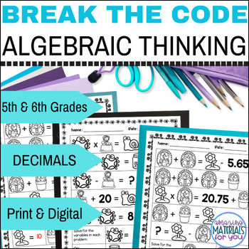 Crack the Code Algebraic Thinking DECIMAL Logic Puzzles Spring 1 Crack the Code Algebraic Thinking DECIMAL Logic Puzzles Spring