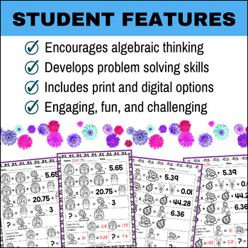 Crack the Code Algebraic Thinking DECIMAL Logic Puzzles Spring 4 Crack the Code Algebraic Thinking DECIMAL Logic Puzzles Spring 3