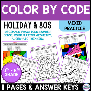 Math Color By Code 4th & 5th Grade Early Finishers Decimals Fractions MORE 1 Math Color By Code 4th & 5th Grade Early Finishers Decimals Fractions MORE