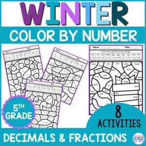 Christmas & Kwanzaa Decimals Fractions 5th Grade Color By Code Early Finishers