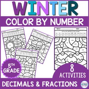 Hanukkah & Kwanzaa Decimals Fractions 5th Grade Color By Code Early Finishers