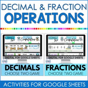Winter Fraction & Decimals Operations Google Sheets™ Early Finishers Games