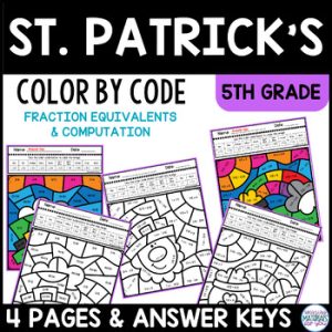 St Patricks Day Fractions 5th Grade Color By Code Early Finishers