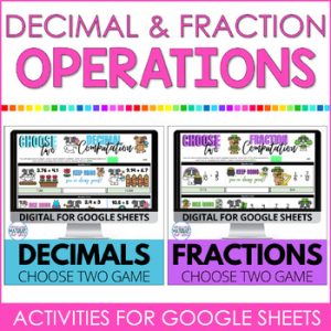Spring Fraction & Decimals Operations Google Sheets™ Early Finishers Games