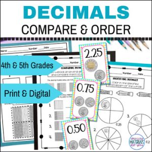 Comparing & Ordering Decimals to the 100ths Place Cards Games Activities CANADA