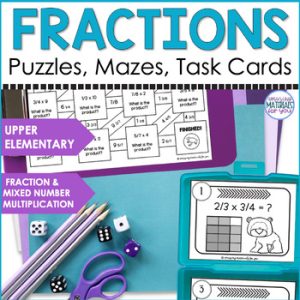 Fraction & Mixed Number Multiplication Puzzles Mazes Task Cards Quizzes
