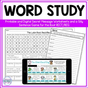 Word Work for Root rect reg Morphology Game & Secret Message Orton Gillingham