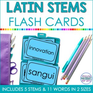 Word Work Latin Stems cogn son bene nov sangui Flash Cards or Matching Game