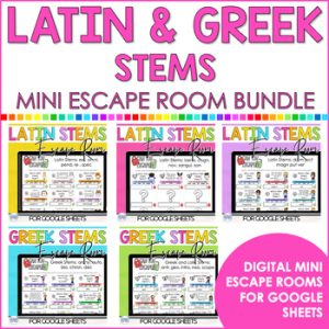 Word Work Latin & Greek Affixes Roots Stems 2 Digital Escape Room BUNDLE