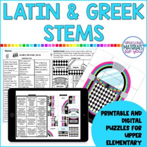 Word Work Latin & Greek Affixes Roots Secret Cut & Paste Picture Tile Puzzles