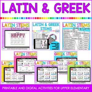 Word Work Latin Greek Stems Cut & Paste Puzzles Flash Cards & Mini Escape Rooms