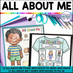 First Week or Day All About Me 3rd 4th 5th Printable One Pager T Shirts