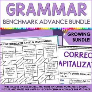 4th Grade Benchmark Advance Grammar and Word Study Units 6 - 10 & SOR Worksheets