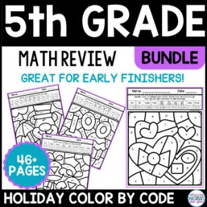5th Grade Math Review Coloring Worksheets Early Finishers Color By Code Bundle 2
