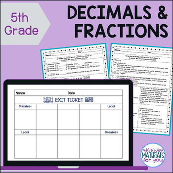 Ordering and Comparing Fractions to Decimals Worksheets Task Cards & Activities 2 Ordering and Comparing Fractions to Decimals Worksheets Task Cards & Activities 1