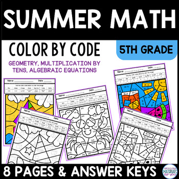 5th Grade Math Review Coloring Worksheets Early Finishers Color By Code SUMMER 1 5th Grade Math Review Coloring Worksheets Early Finishers Color By Code SUMMER