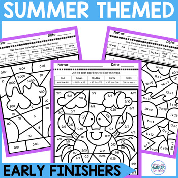 5th Grade Math Review Coloring Worksheets Early Finishers Color By Code SUMMER 2 5th Grade Math Review Coloring Worksheets Early Finishers Color By Code SUMMER 1