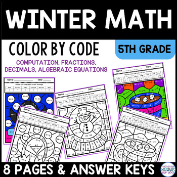 5th Grade Math Review Coloring Worksheets Early Finishers Color By Code WINTER 1 5th Grade Math Review Coloring Worksheets Early Finishers Color By Code WINTER