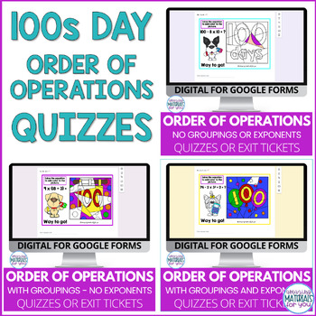 Order of Operations PEMDAS Google™ Forms Quizzes 100th Day Mini Bundle 1 Order of Operations PEMDAS Google™ Forms Quizzes 100th Day Mini Bundle