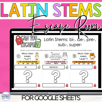 Word Work Latin Stems bi de pre sub super Digital Escape Activity 3 Word Work Latin Stems bi de pre sub super Digital Escape Activity 2
