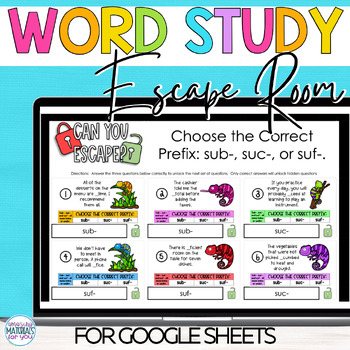 Morphology Prefixes sub suc suf Escape Activity Orton Gillingham SOR Word Work 1 Morphology Prefixes sub suc suf Escape Activity Orton Gillingham SOR Word Work