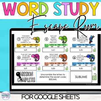 Morphology Prefixes sub suc suf Escape Activity Orton Gillingham SOR Word Work 2 Morphology Prefixes sub suc suf Escape Activity Orton Gillingham SOR Word Work 1
