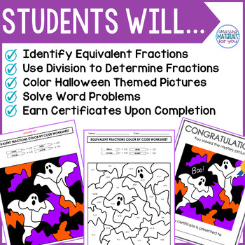 Halloween Equivalent Fractions Color By Code & Google™ Slides Early Finishers 4 Halloween Equivalent Fractions Color By Code & Google™ Slides Early Finishers 3