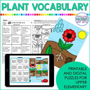 Plants Flowers Seeds Cut and Paste Secret Picture Tile Puzzles
