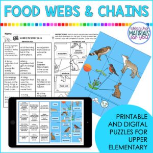 Food Webs Food Chains and Adaptations Secret Picture Tile Cut and Paste Puzzles