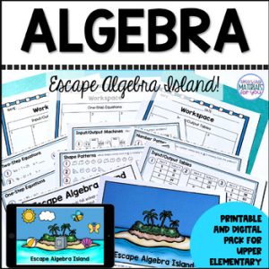 Algebraic Reasoning Patterns Equations Escape Room for 4th and 5th Grade