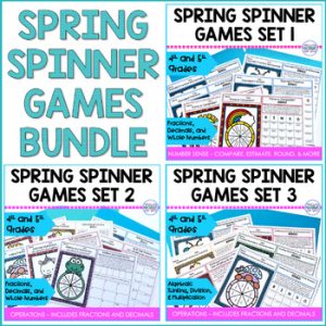 5th Grade Math Test Prep SPRING Spinner Early Finishers Games BUNDLE